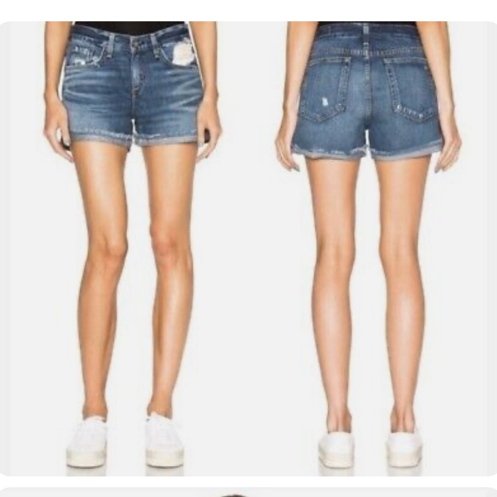 • Rag & Bone • Boyfriend Denim Jean Shorts Rolled Hem Distressed Woodstock 24